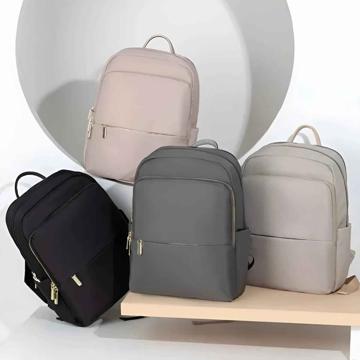 Elegant Kvinders Rygsæk Vandafvisende Nylon Laptop Taske Beige — Image 4