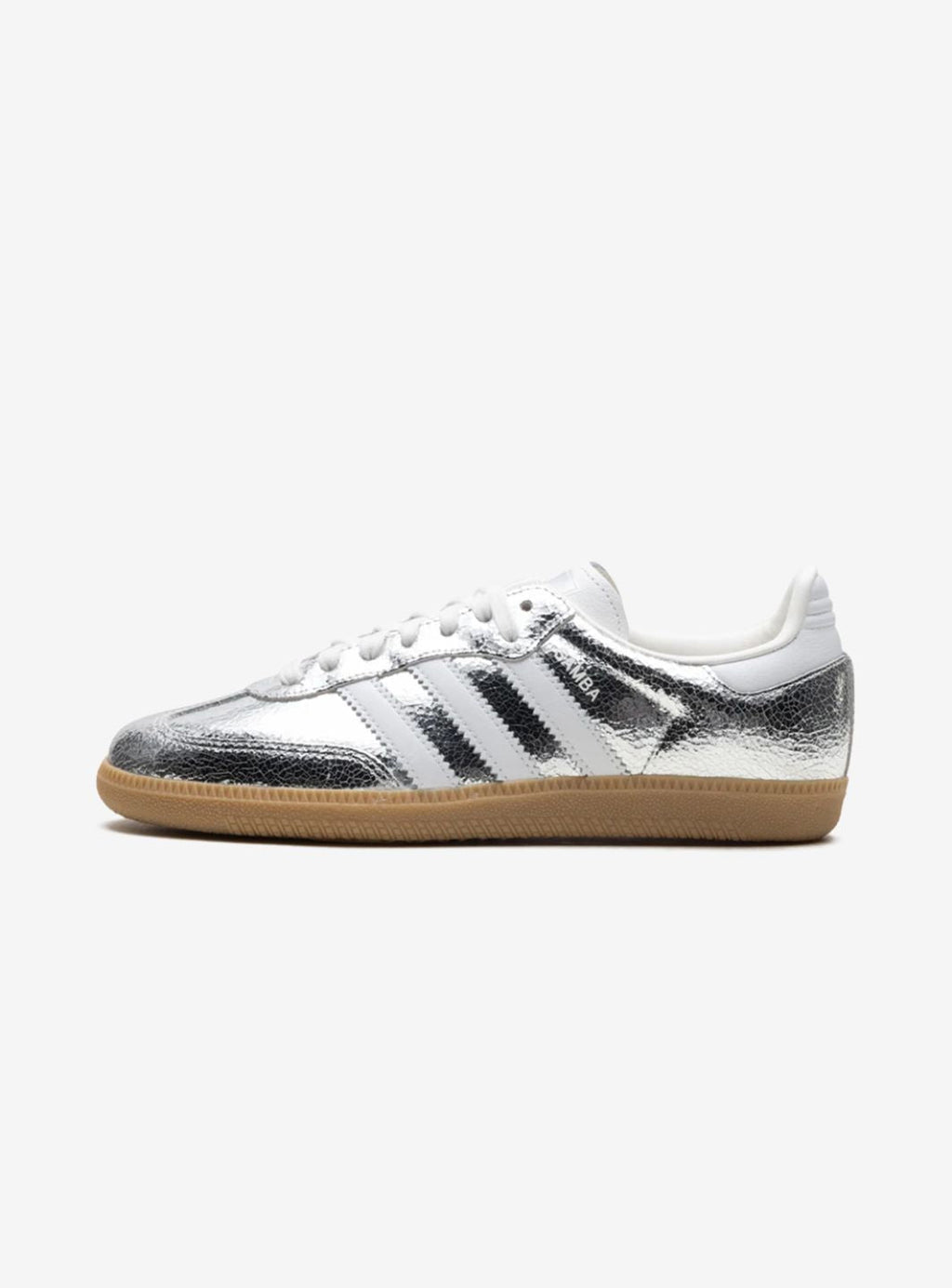 Adidas Samba OG Cracked Metallic Silver Leather