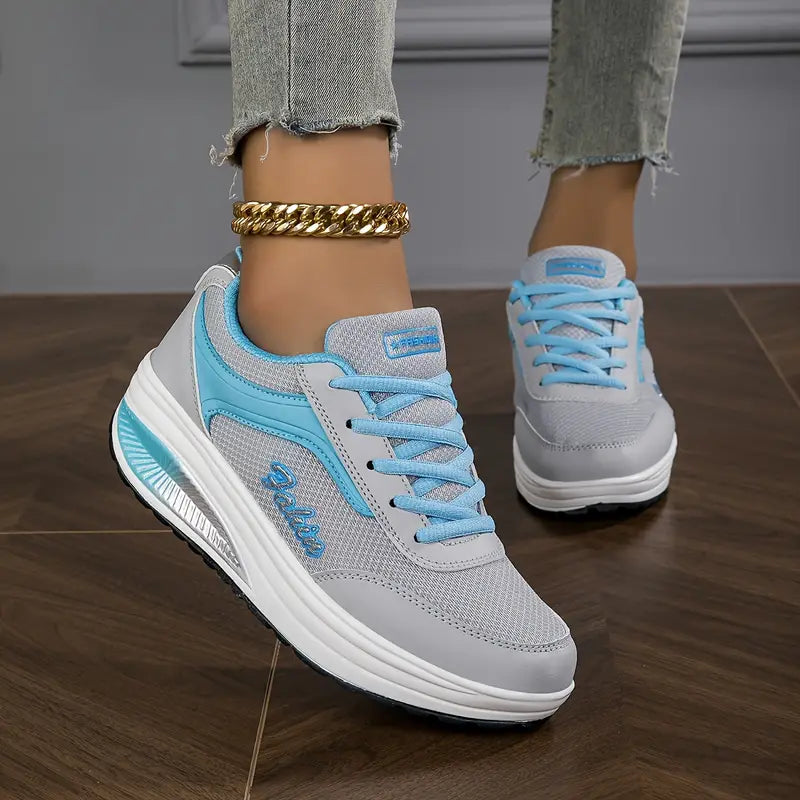 Fashion Dame Sneakers Syntetisk Læder Sort Hvid Komfortabel Snørebånd — Image 6