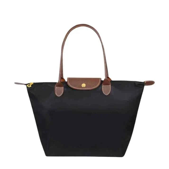 Elegant Nylon Shopper Taske med Læderhåndtag Vandafvisende Kvinder — Image 2