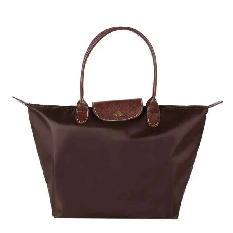 Elegant Nylon Shopper Taske med Læderhåndtag Vandafvisende Kvinder — Image 7