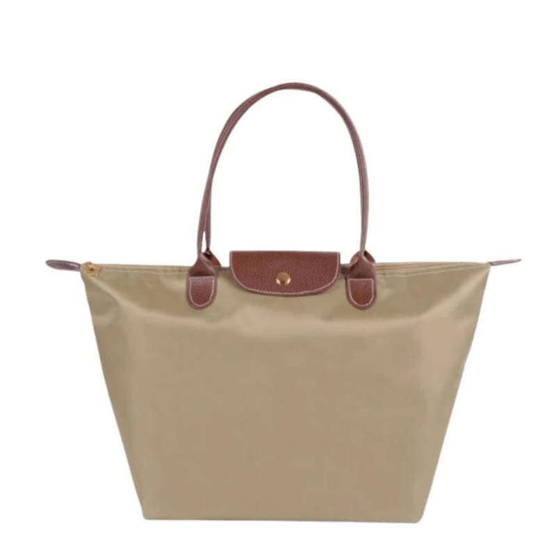 Elegant Nylon Shopper Taske med Læderhåndtag Vandafvisende Kvinder — Image 6