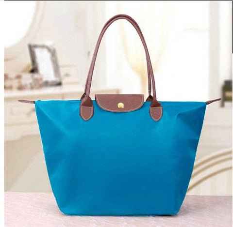 Elegant Nylon Shopper Taske med Læderhåndtag Vandafvisende Kvinder — Image 13