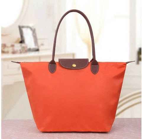 Elegant Nylon Shopper Taske med Læderhåndtag Vandafvisende Kvinder — Image 11