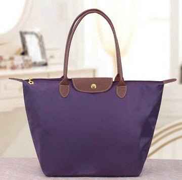 Elegant Nylon Shopper Taske med Læderhåndtag Vandafvisende Kvinder — Image 12