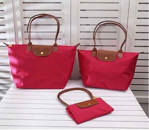 Elegant Nylon Shopper Taske med Læderhåndtag Vandafvisende Kvinder — Image 8