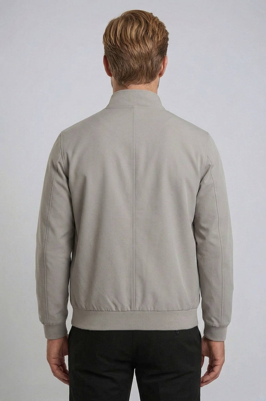 Elegant Herrejakke med Lynlås i Grå Polyester - Komfortabel og Stilfuld