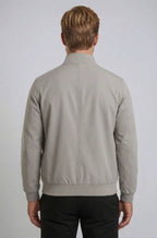 Elegant Herrejakke med Lynlås i Grå Polyester - Komfortabel og Stilfuld