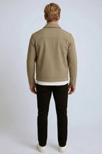 Stilfuld Herrejakke i Beige - Lynlås - Polyester.