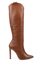 Dame Knæhøje Støvler Læder Ruskind Høj Hæl Elegant Mode Sort Brun Beige — Image 6