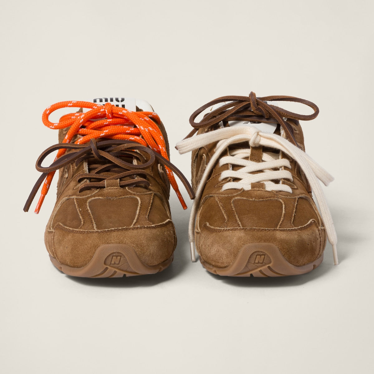 New Balance (WMNS) x Miu Miu 530 SL Sneakers in Suede and Mesh with Orange Laces
