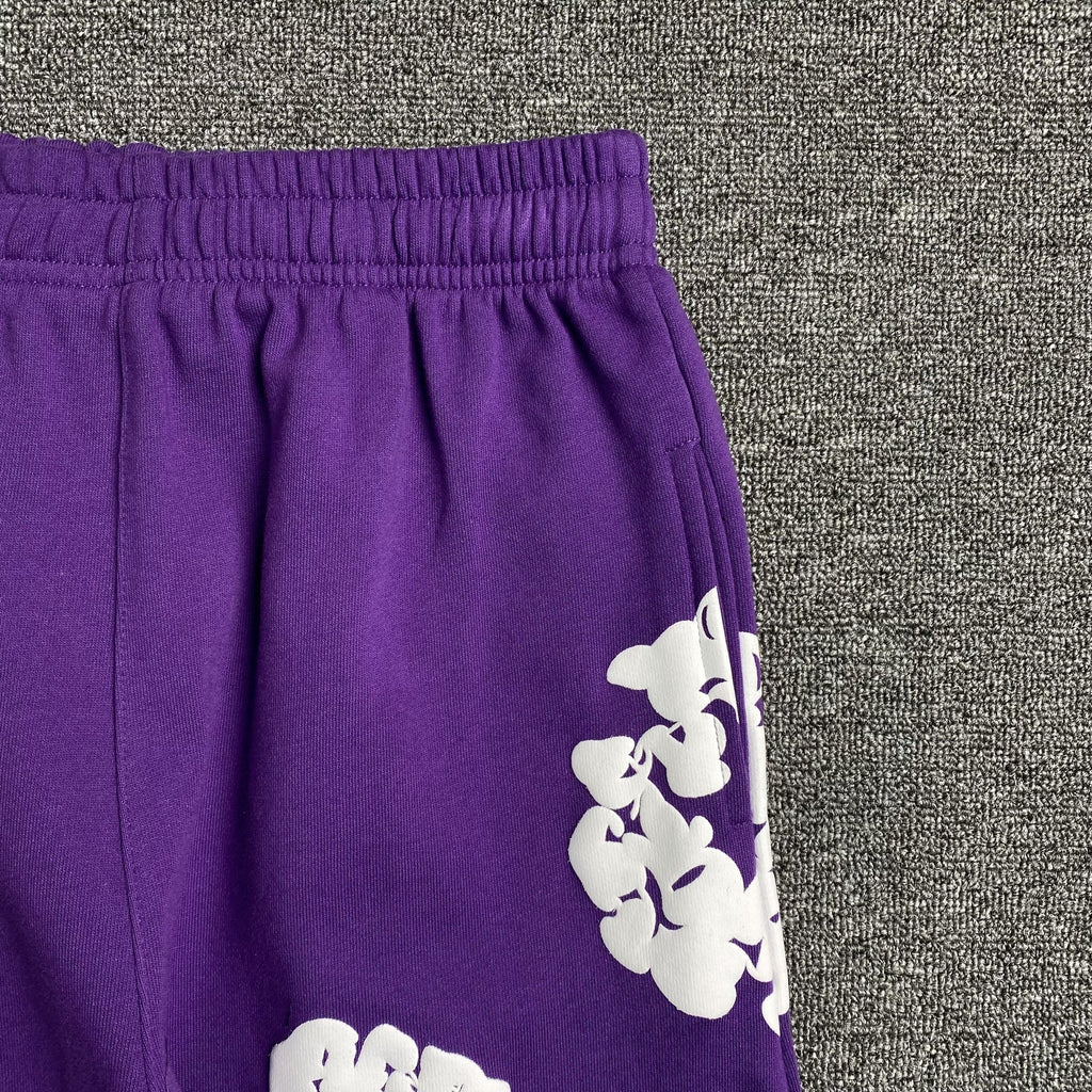 Unisex Sweatpants Bomuld Lilla Print Elastisk Talje — Image 7
