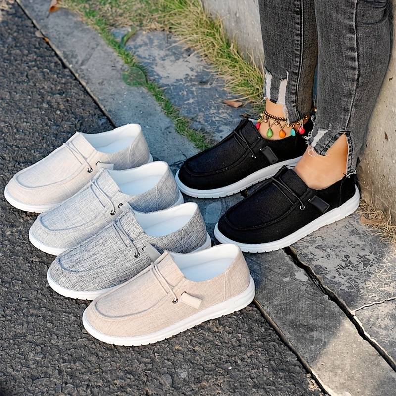 Dame Slip-On Linnedriversko Komfortable Åndbare Beige Sort Grå Letvægtssål — Image 7