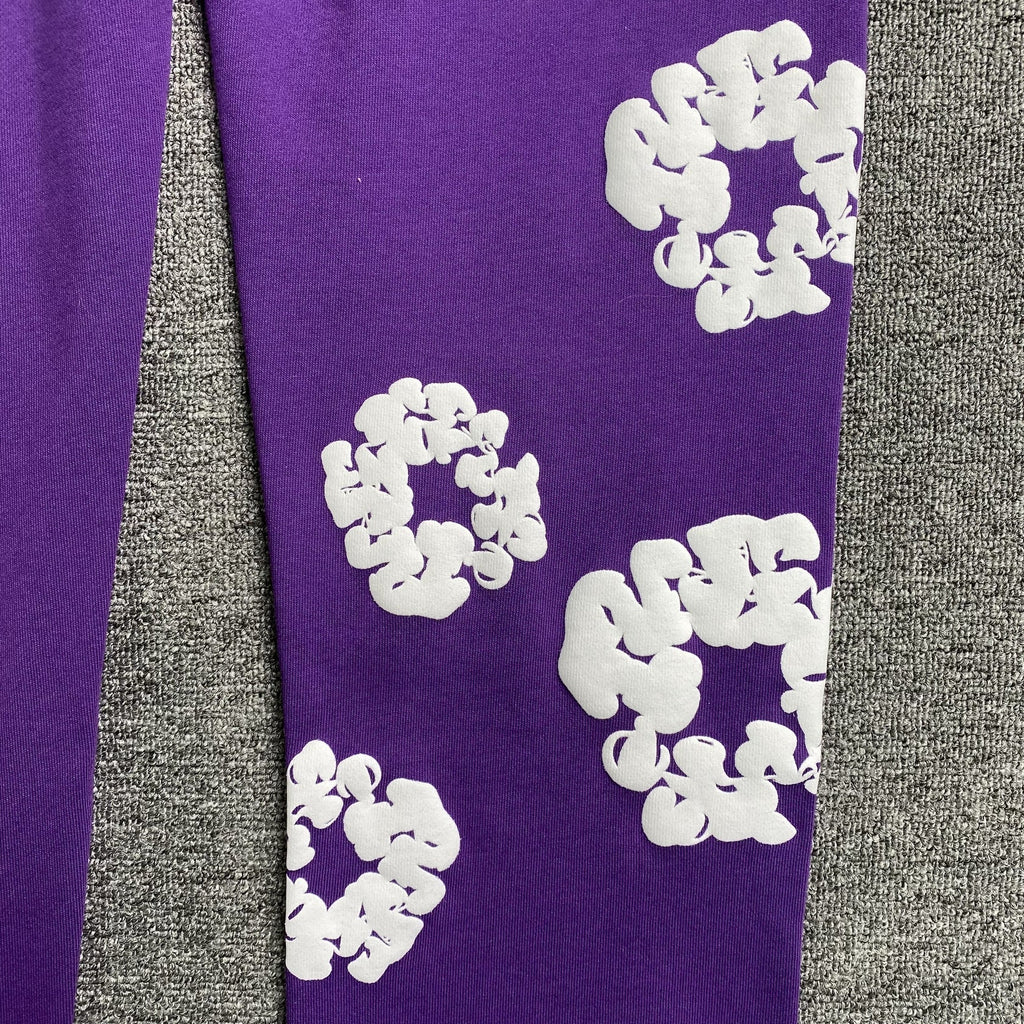 Unisex Sweatpants Bomuld Lilla Print Elastisk Talje — Image 8