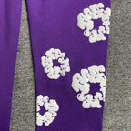 Unisex Sweatpants Bomuld Lilla Print Elastisk Talje — Image 8