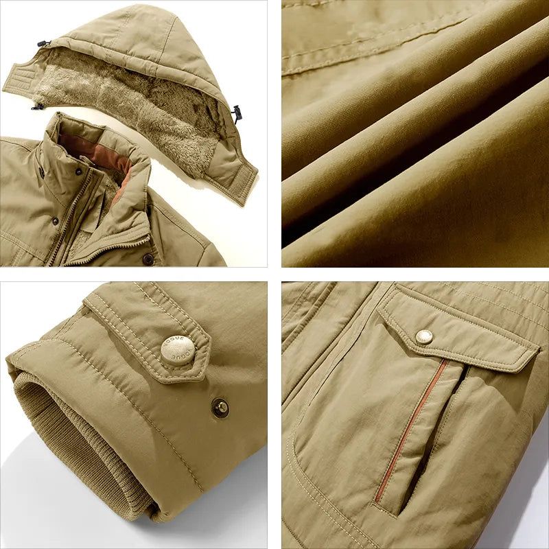 Vinterjakke til Mænd med Hætte - Robust Outdoor Jakke Polyester - Sort, Khaki, Grøn — Image 6
