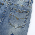 Unisex Denim Jeans med Krydsbroderi i Blå og Sort Bomuld — Image 28