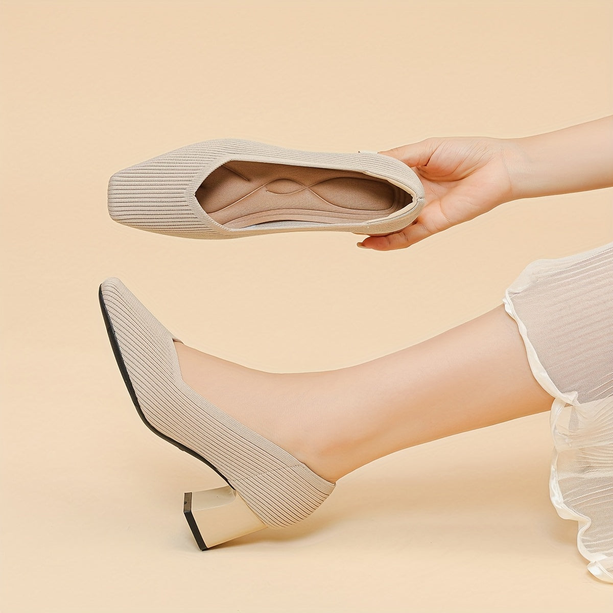 Women's Orthopaedic Pumps with Low Block Heel for Office Wear
