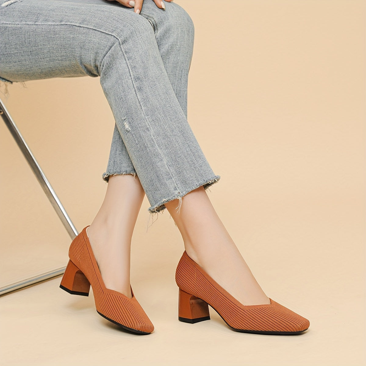 Women's Orthopaedic Pumps with Low Block Heel for Office Wear