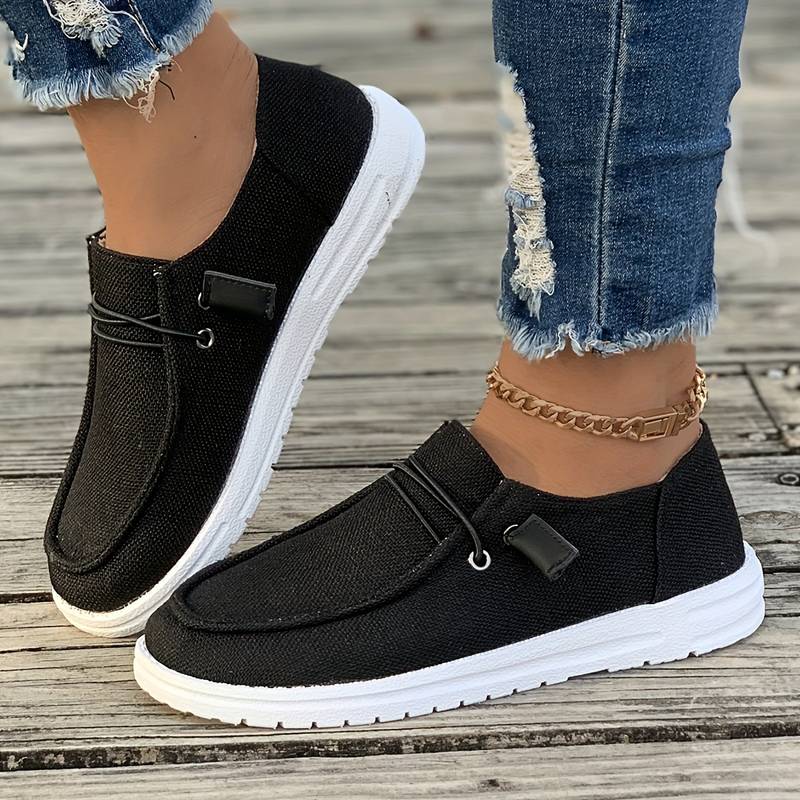 Dame Slip-On Linnedriversko Komfortable Åndbare Beige Sort Grå Letvægtssål — Image 3