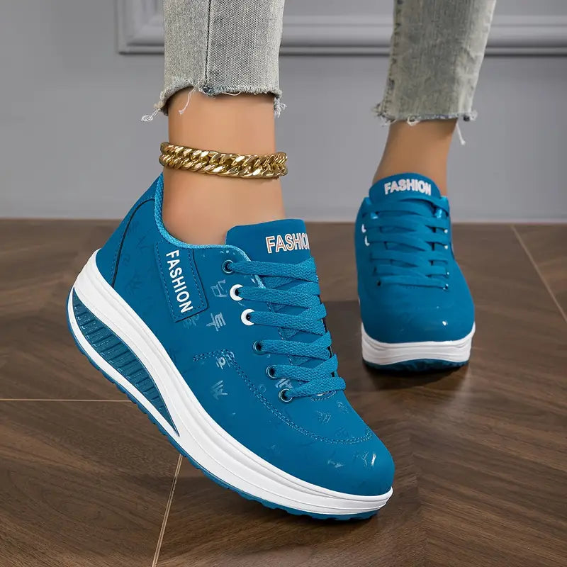 Fashion Dame Sneakers Syntetisk Læder Sort Hvid Komfortabel Snørebånd — Image 5