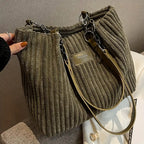 MeiduoLa Dame Skuldertaske Ribbet Corduroy Blød Justerbar Rem — Main Image