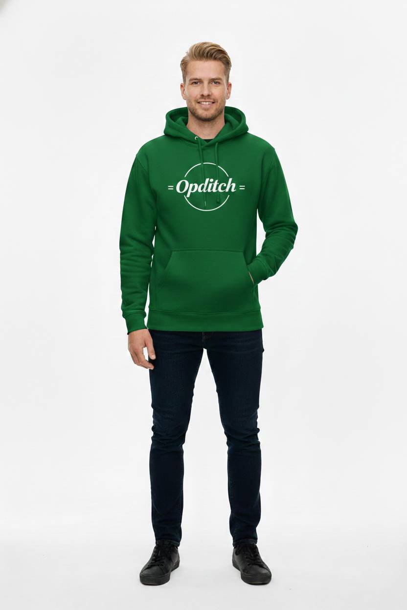 Opolitch Herre Circle Emblem Pullover Hoodie - Smaragdgrøn