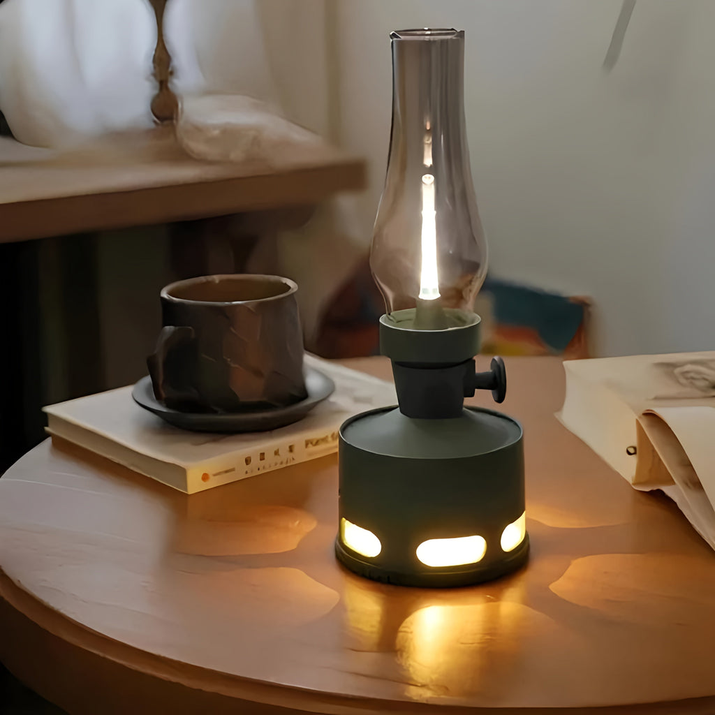 Opditch LED Bordlampe Retro Lanterne Glas Nostalgisk