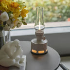 Opditch LED Bordlampe Retro Lanterne Glas Nostalgisk