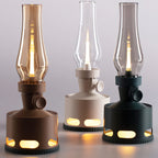 Opditch LED Bordlampe Retro Lanterne Glas Nostalgisk