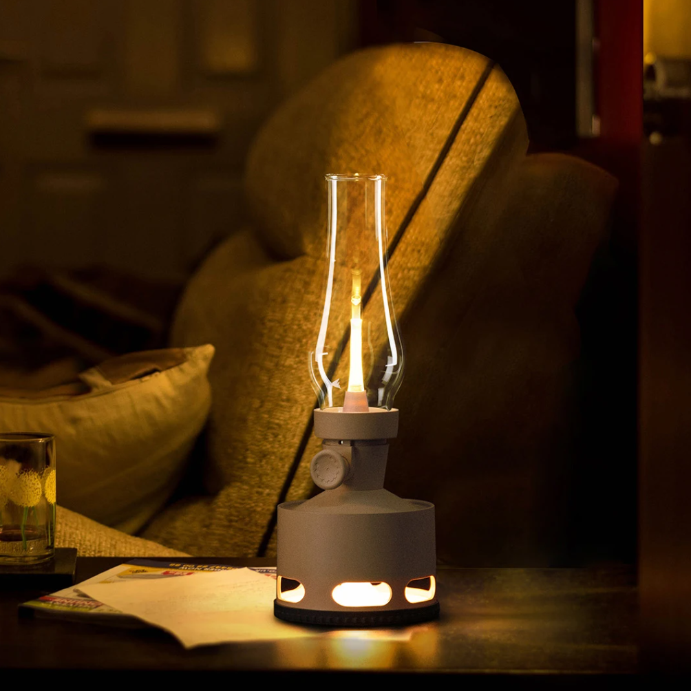 Opditch LED Bordlampe Retro Lanterne Glas Nostalgisk