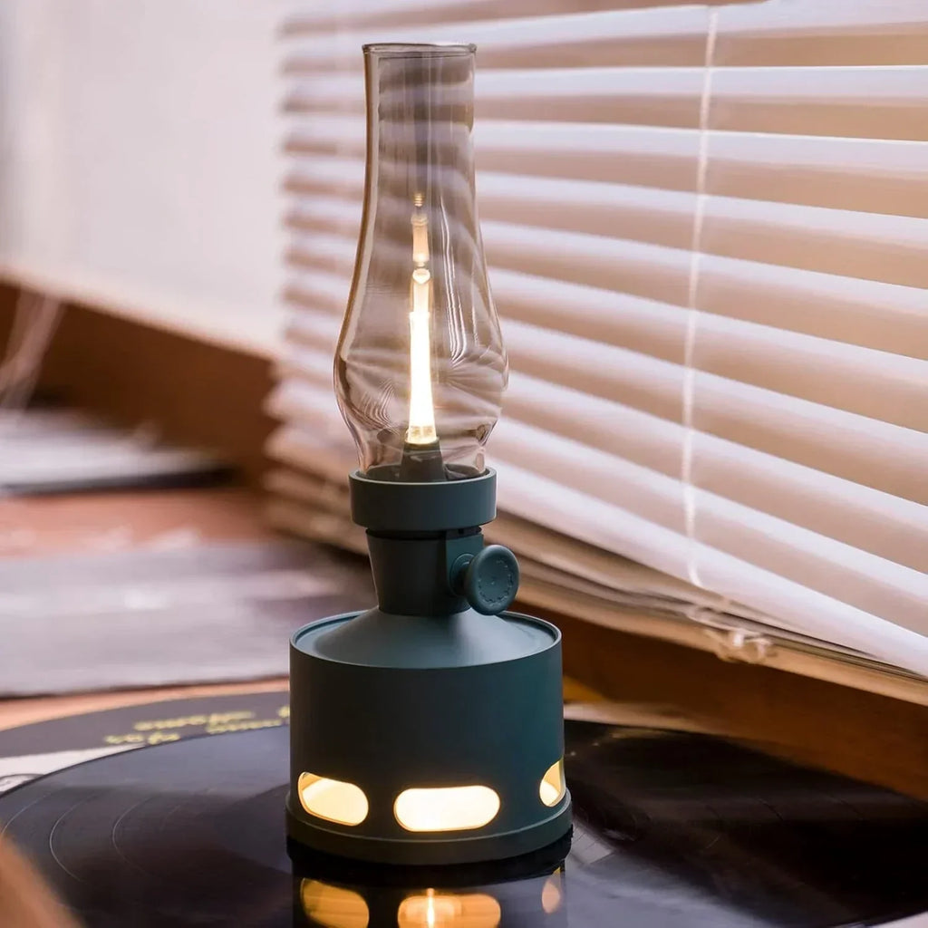 Opditch LED Bordlampe Retro Lanterne Glas Nostalgisk