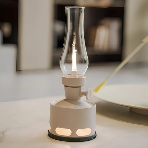 Opditch LED Bordlampe Retro Lanterne Glas Nostalgisk