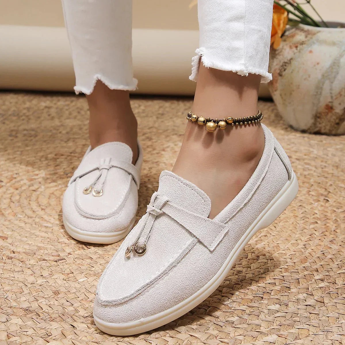 Dame Mokkasiner Ruskind Slip-On Komfortable Hverdags Sko — Main Image