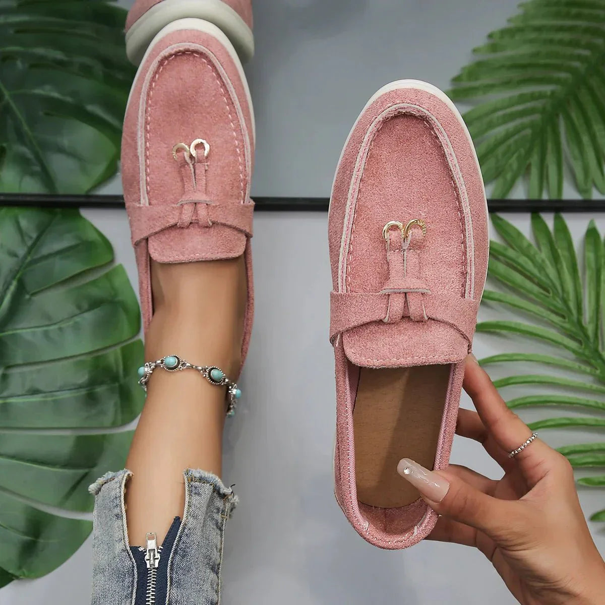 Dame Mokkasiner Ruskind Slip-On Komfortable Hverdags Sko — Image 5