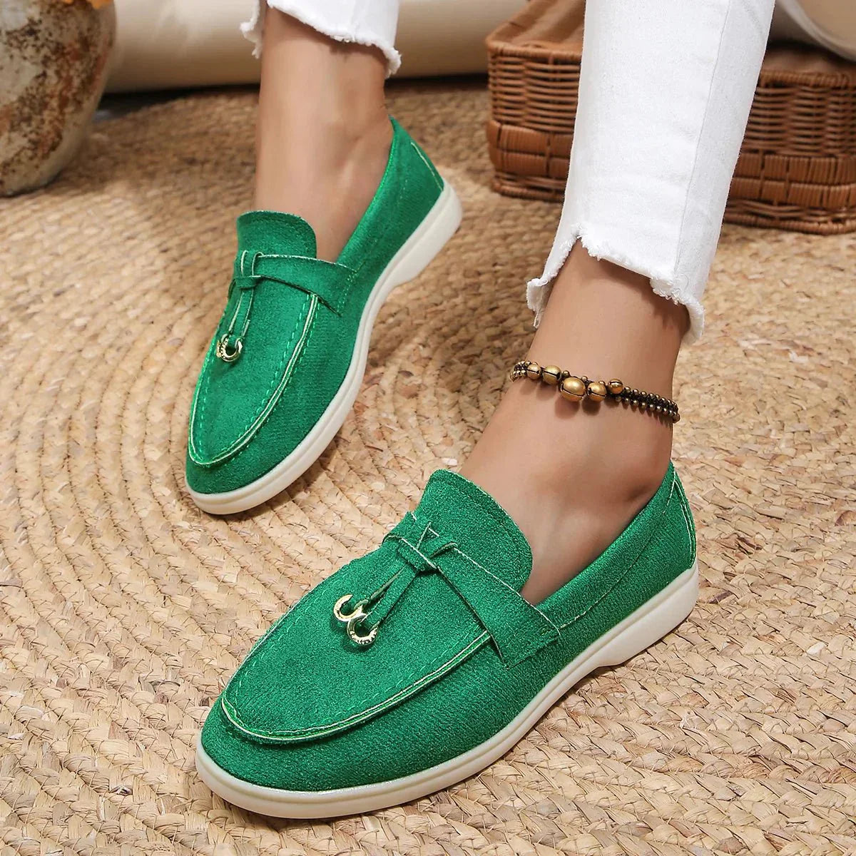 Dame Mokkasiner Ruskind Slip-On Komfortable Hverdags Sko — Image 2