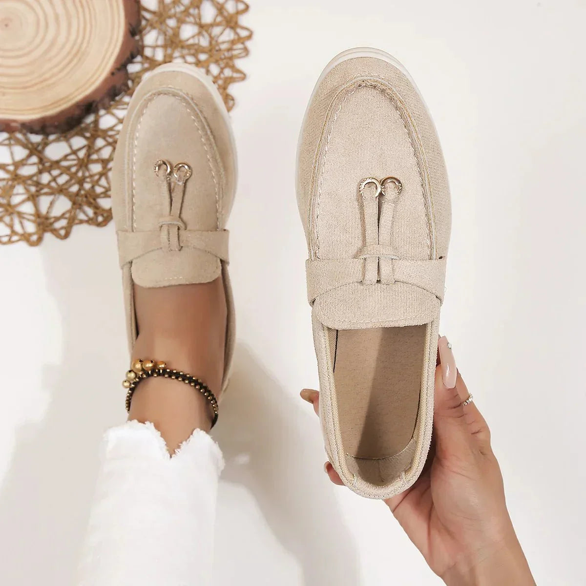 Dame Mokkasiner Ruskind Slip-On Komfortable Hverdags Sko — Image 7