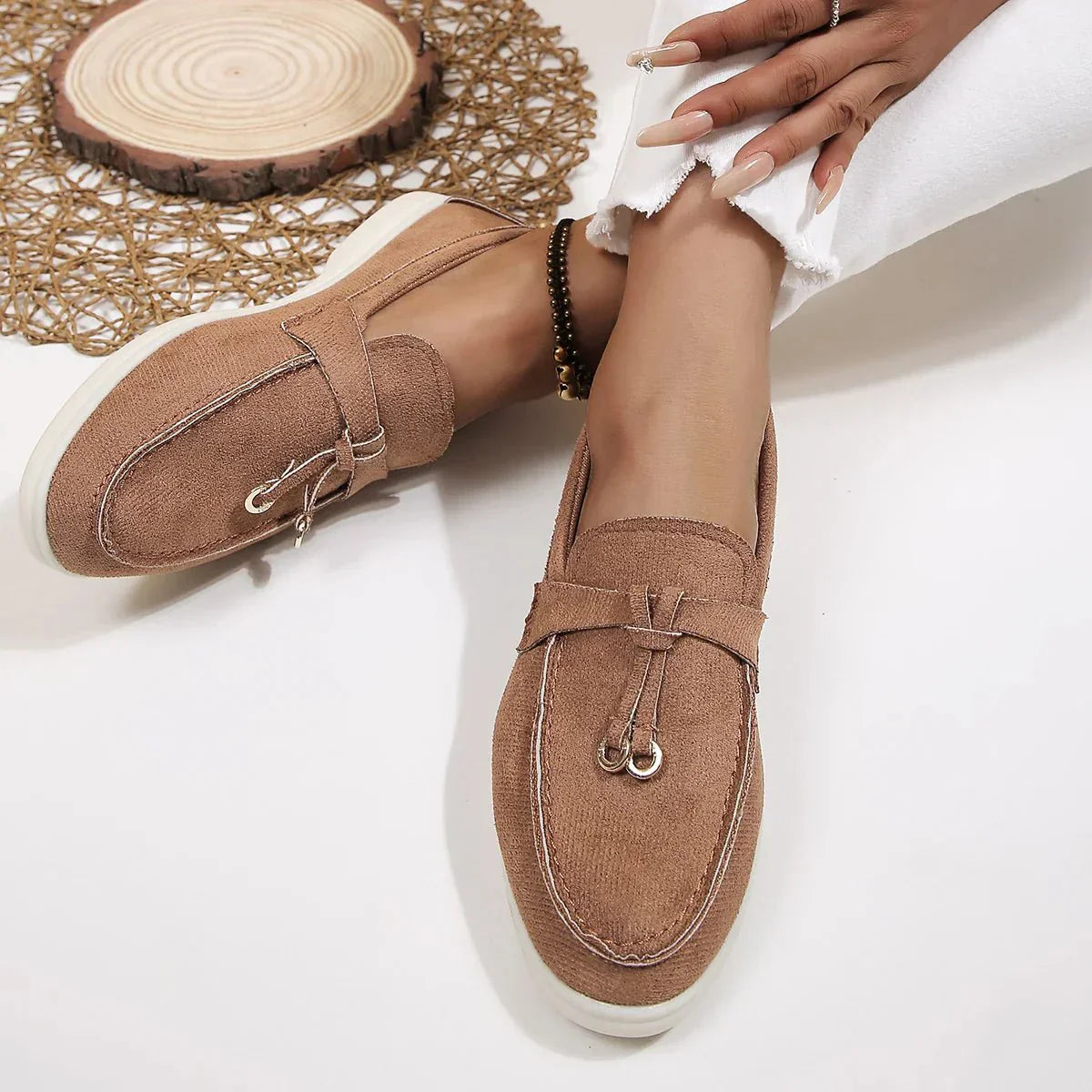 Dame Mokkasiner Ruskind Slip-On Komfortable Hverdags Sko — Image 8