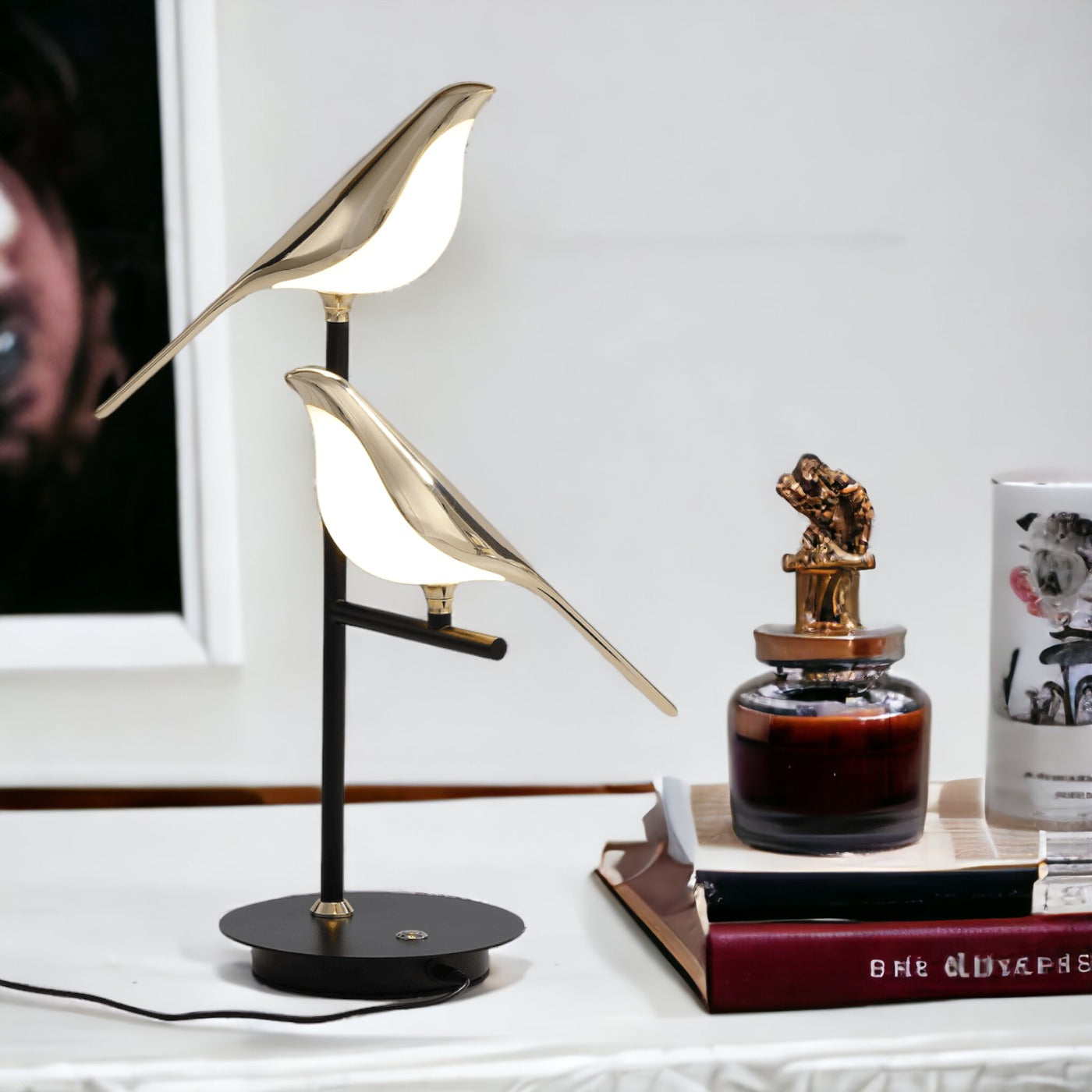 Opditch LED bordlampe med gyldne fugle – billede 5