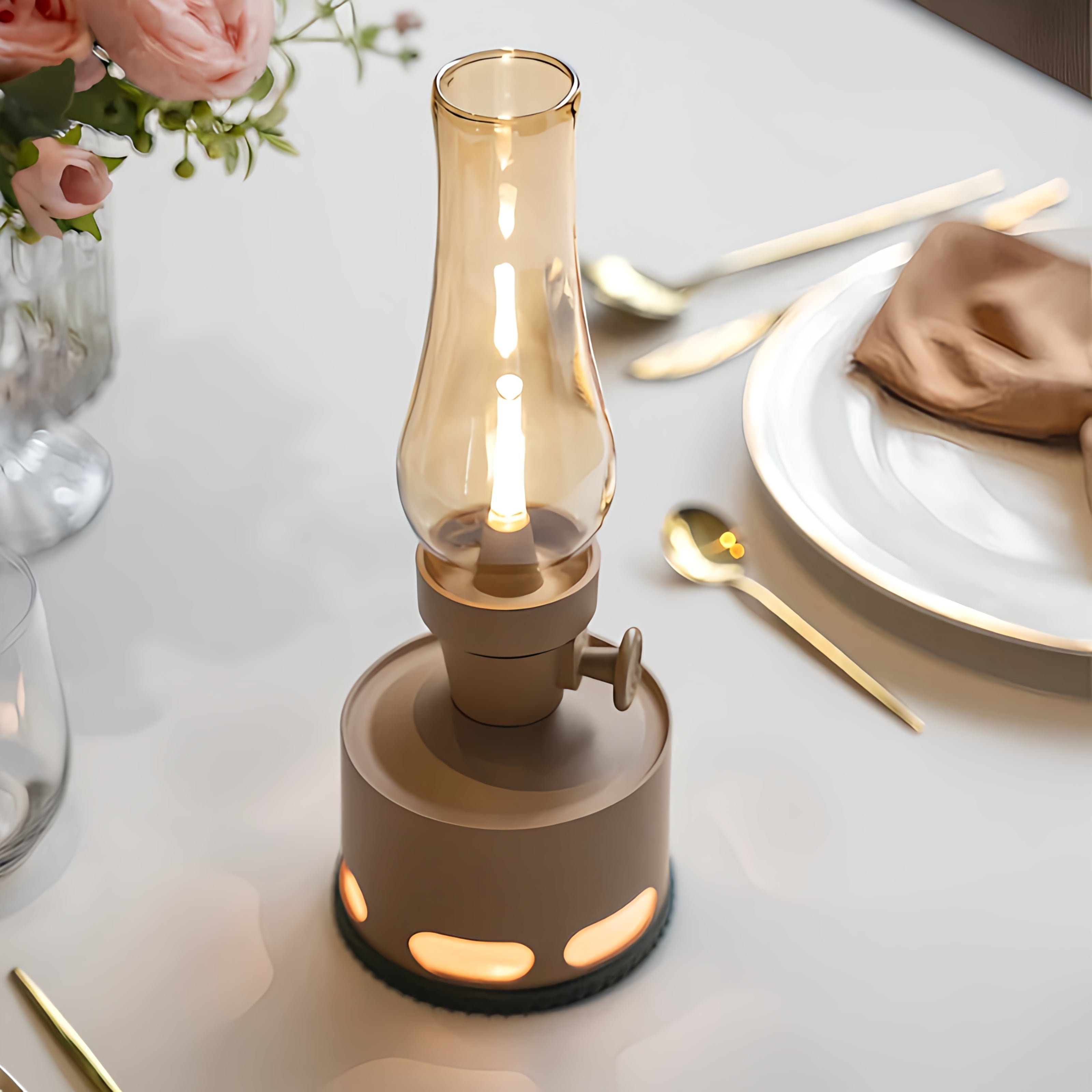 Opditch retro LED lanterne bordlampe i glas – billede 3
