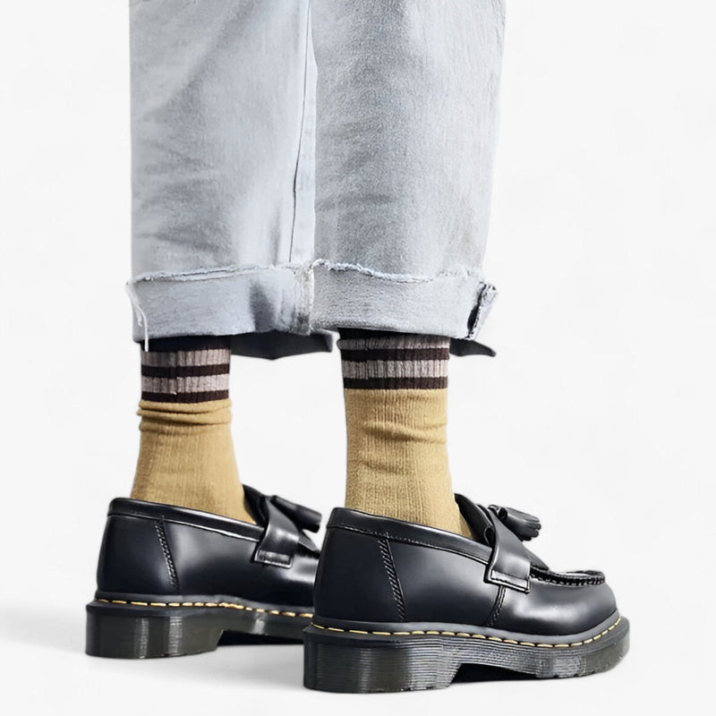 Herre Læder Loafers Sorte Klassiske Sko med Frynser — Image 3