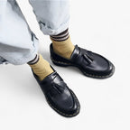 Herre Læder Loafers Sorte Klassiske Sko med Frynser — Image 4