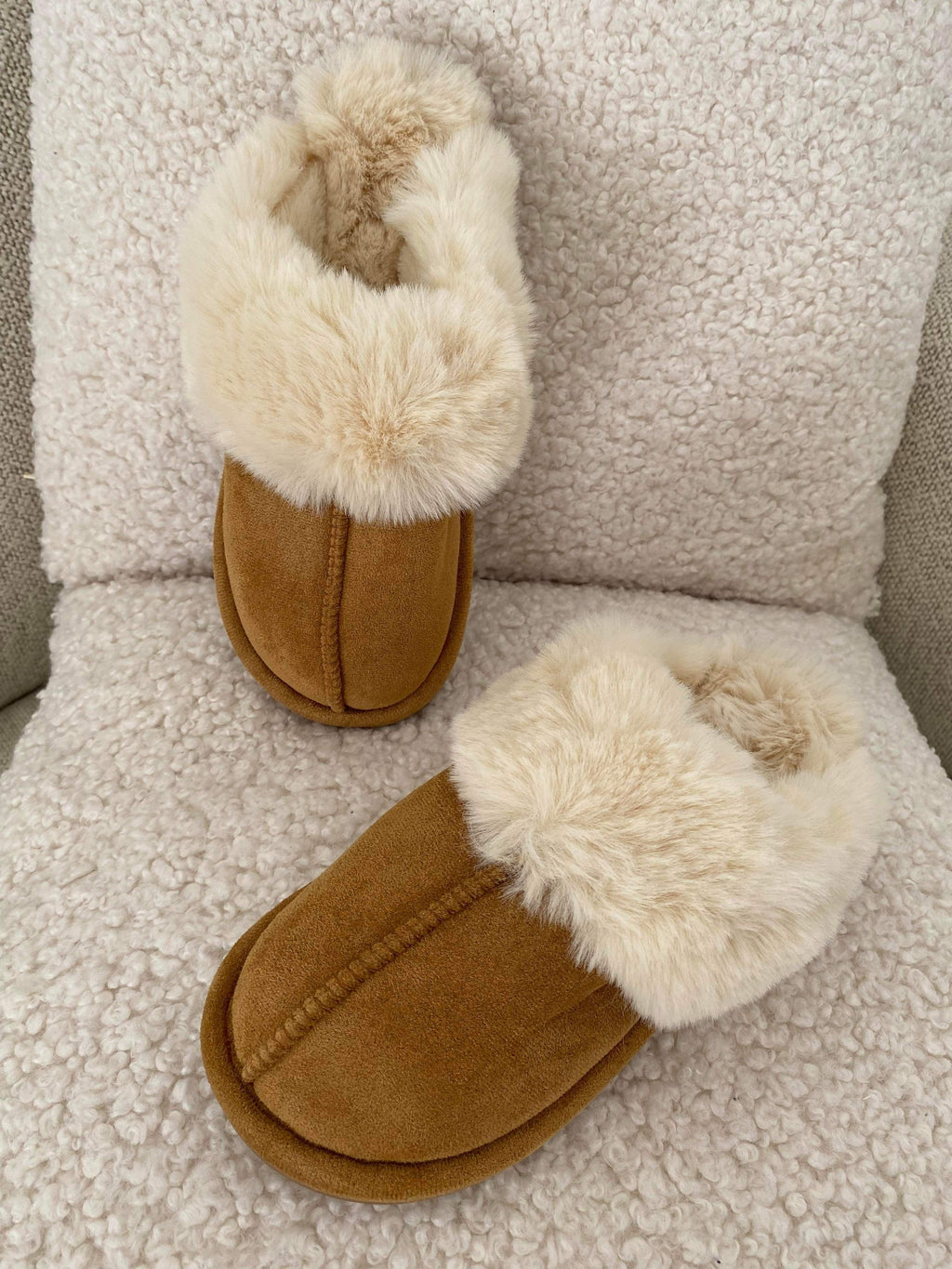 Luksuriøse fåreskind hjemmesko til kvinder brun blød varm — Image 4
