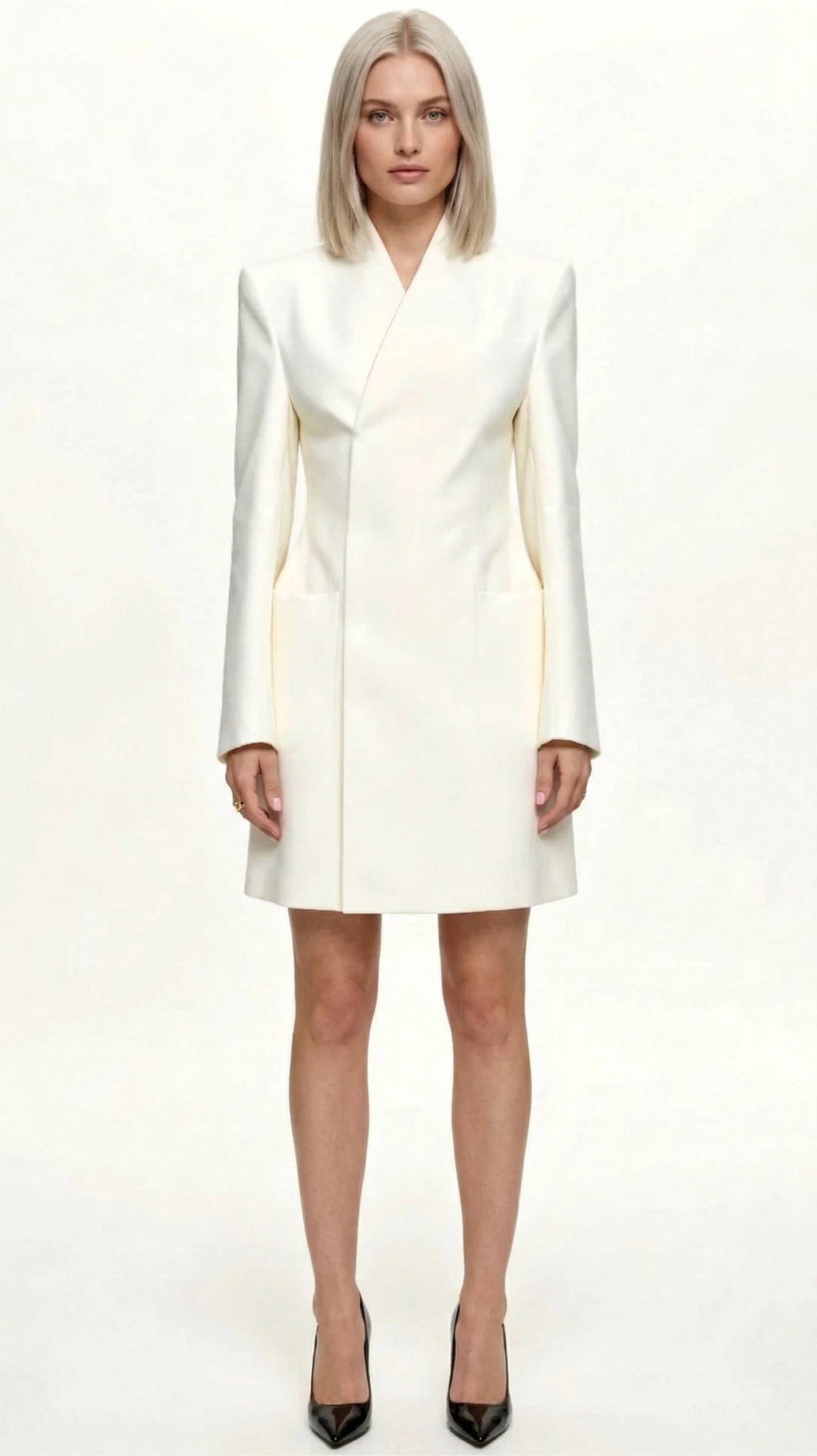 Elegant Hvid Blazer Kjole til Kvinder - Stilfuld, Moderne, Komfortabel