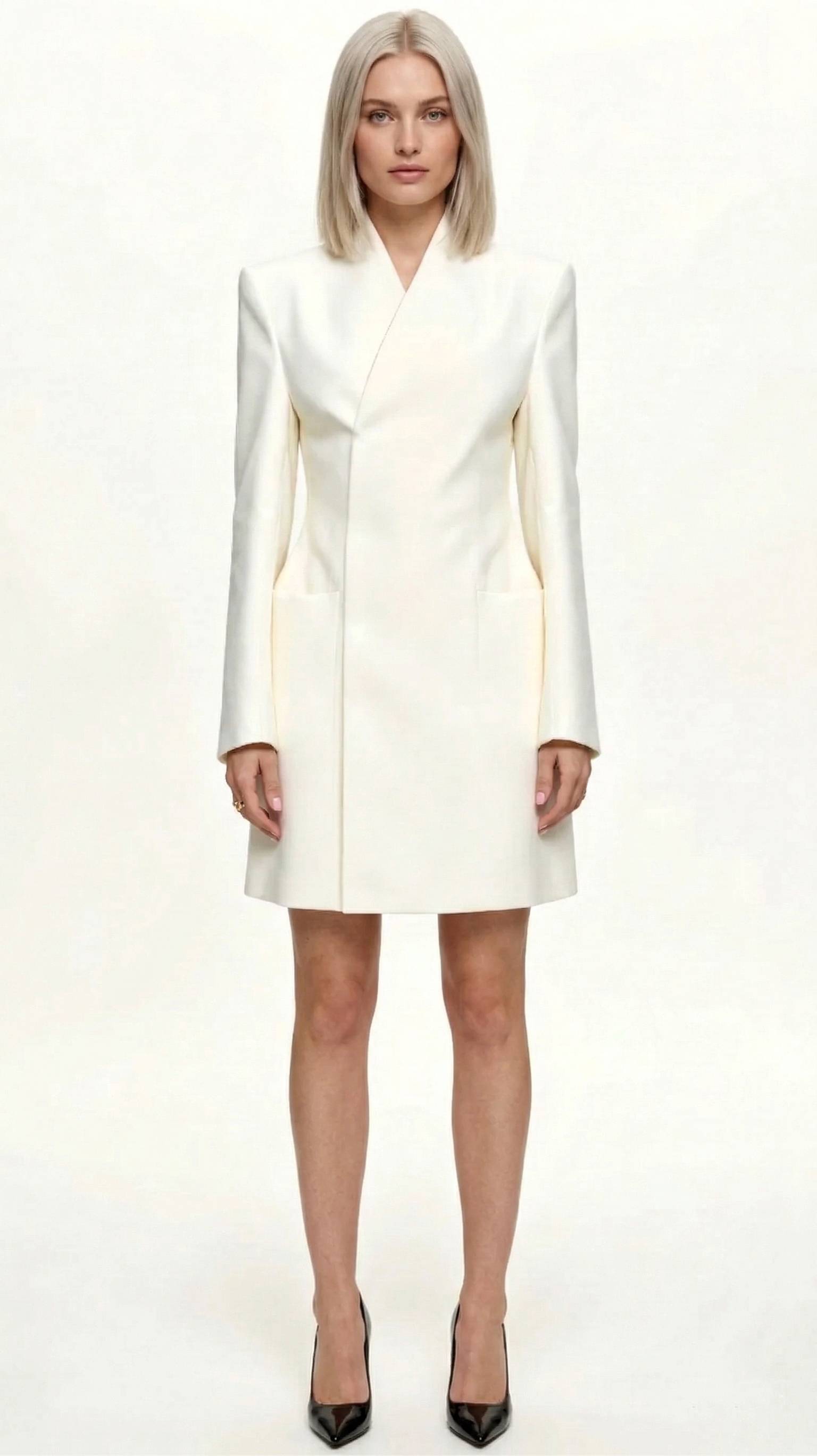 Elegant Hvid Blazer Kjole til Kvinder - Stilfuld, Moderne, Komfortabel