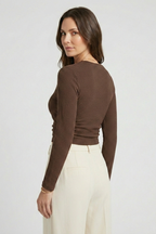 women’s Long Sleeve Crop Top in Textured Jersey by Heidi-Mode