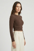 women’s Long Sleeve Crop Top in Textured Jersey by Heidi-Mode