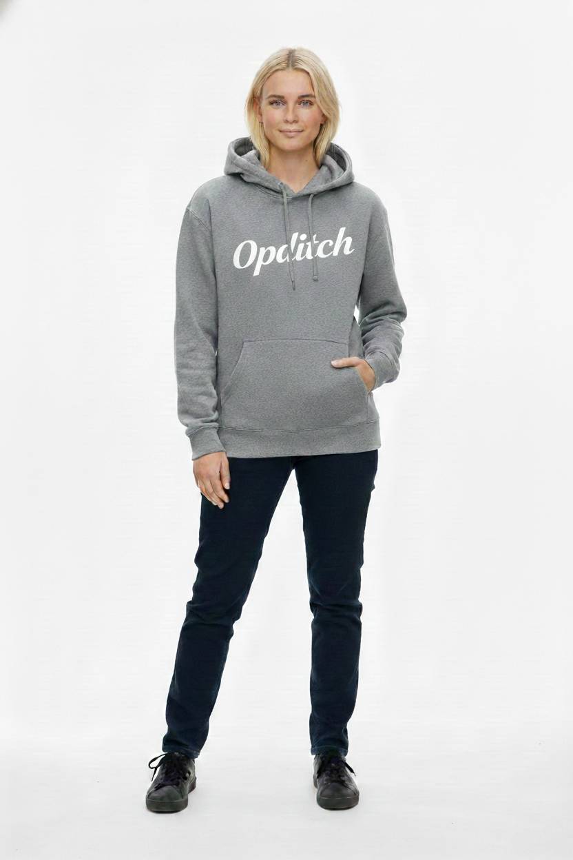 Opolitch klassisk pullover-hoodie til kvinder – gråmeleret
