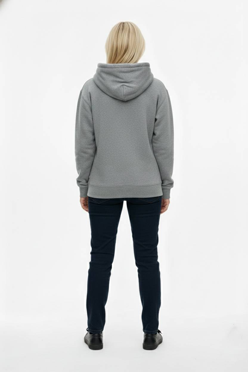 Opolitch klassisk pullover-hoodie til kvinder – gråmeleret