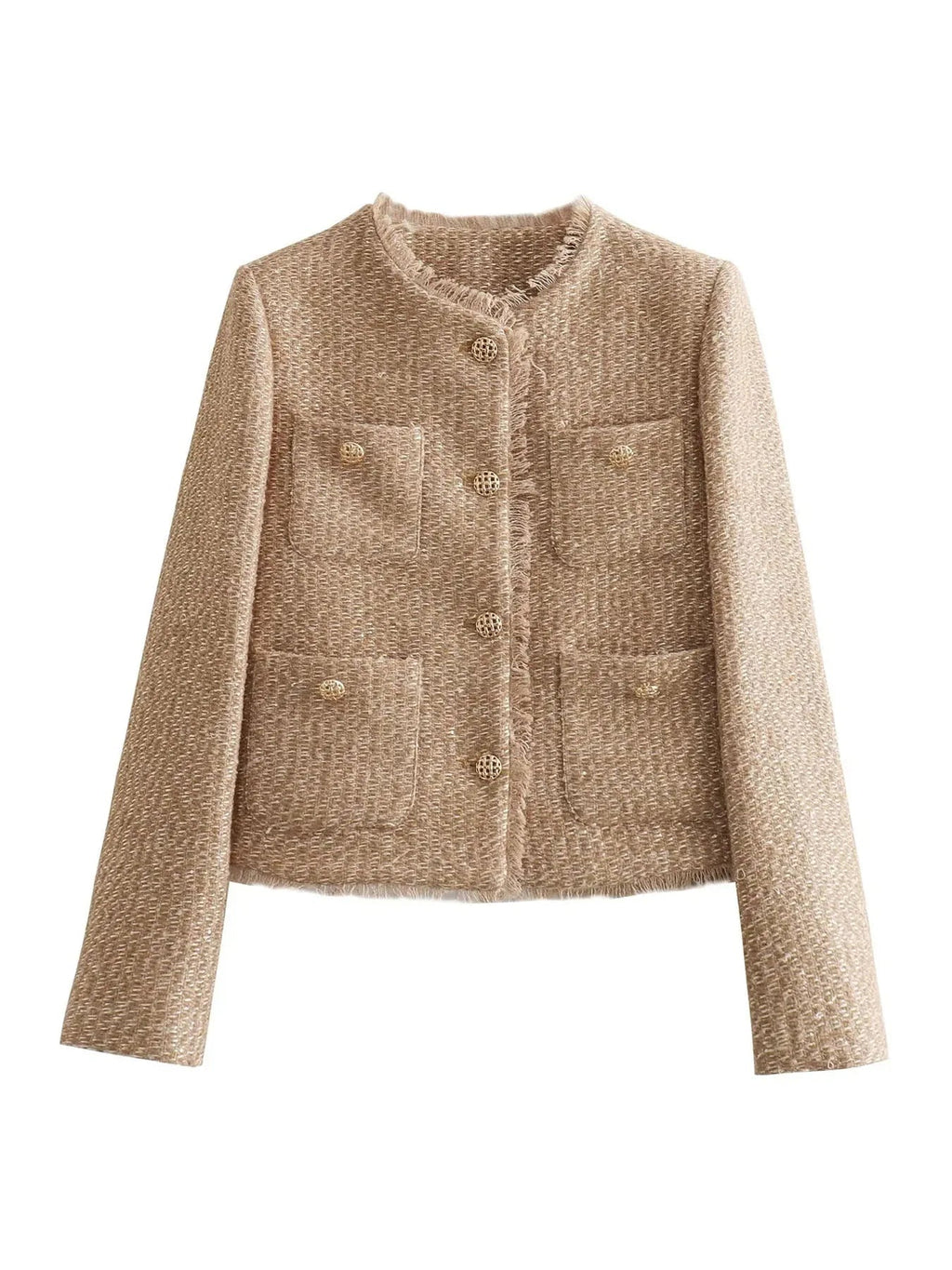 Elegant Bouclé Jakke til Kvinder - Beige, Sort, Rød, Hvid - Klassisk Design — Image 3